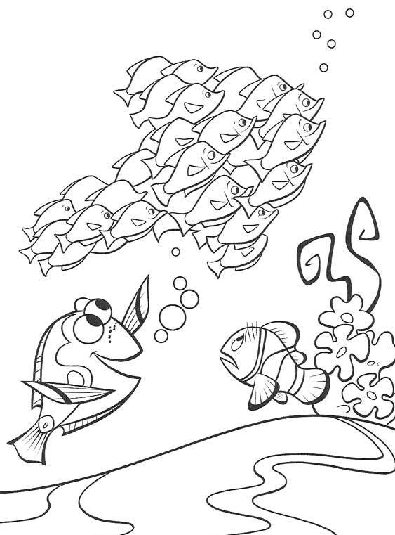 coloriage nemo et le ban de poissons